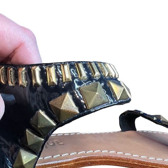 New Mystique black patent studded Sandals - Picture 8 of 12